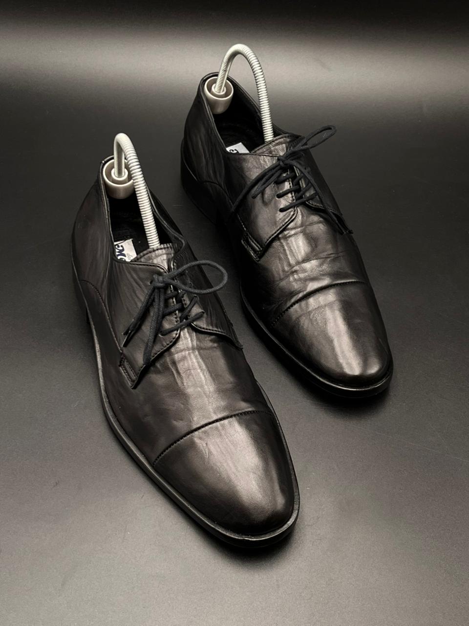 Melluso Linea Elegante Italian Men's Black Leather Lace Up Dress Shoes