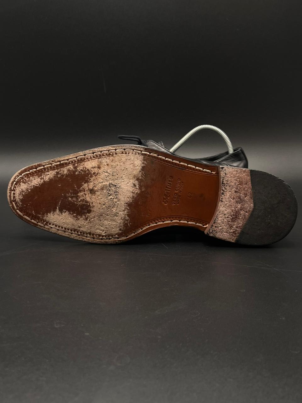 Melluso Linea Elegante Italian Men's Black Leather Lace Up Dress Shoes