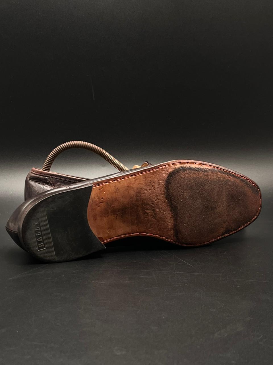 Bally Brown Textured Leather Tassle Loafers