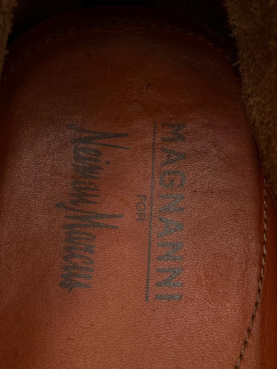 Magnanni for Neiman Marcus Brown Grained Leather Horsebit Loafers