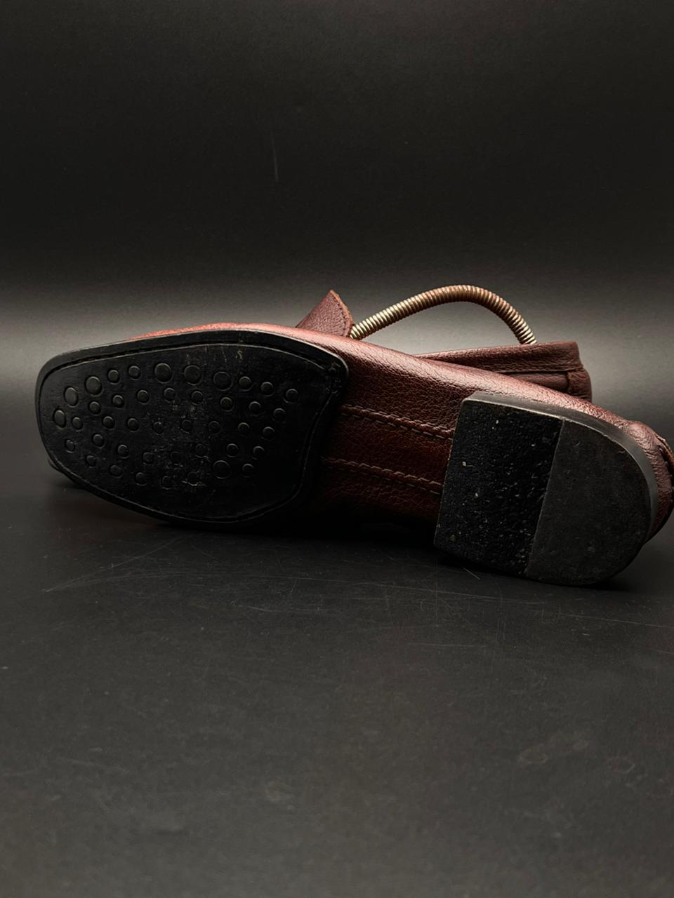 Magnanni for Neiman Marcus Brown Grained Leather Horsebit Loafers