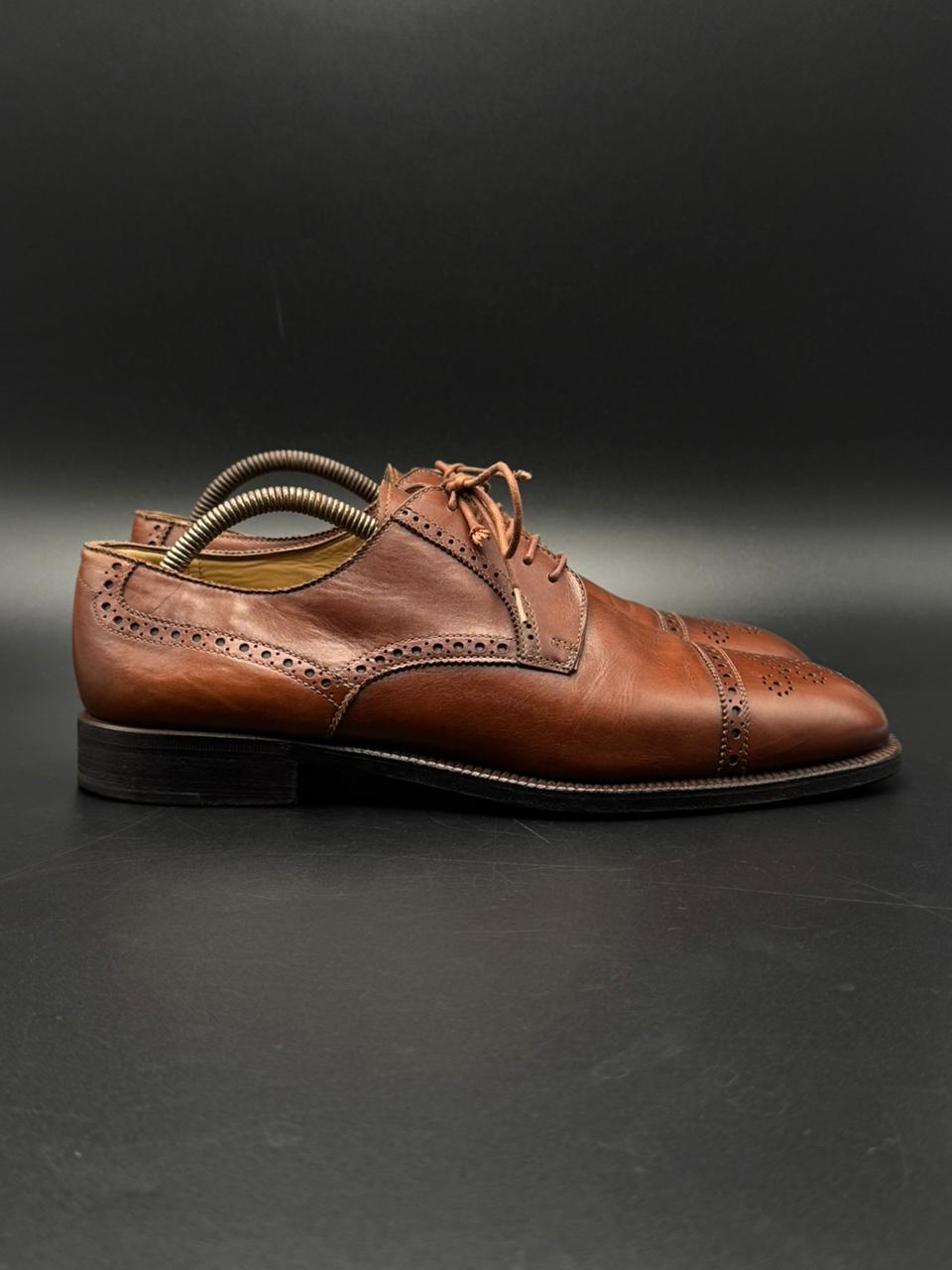 Campanile Brown Leather Medallion Cap Toe Brogue Derbys