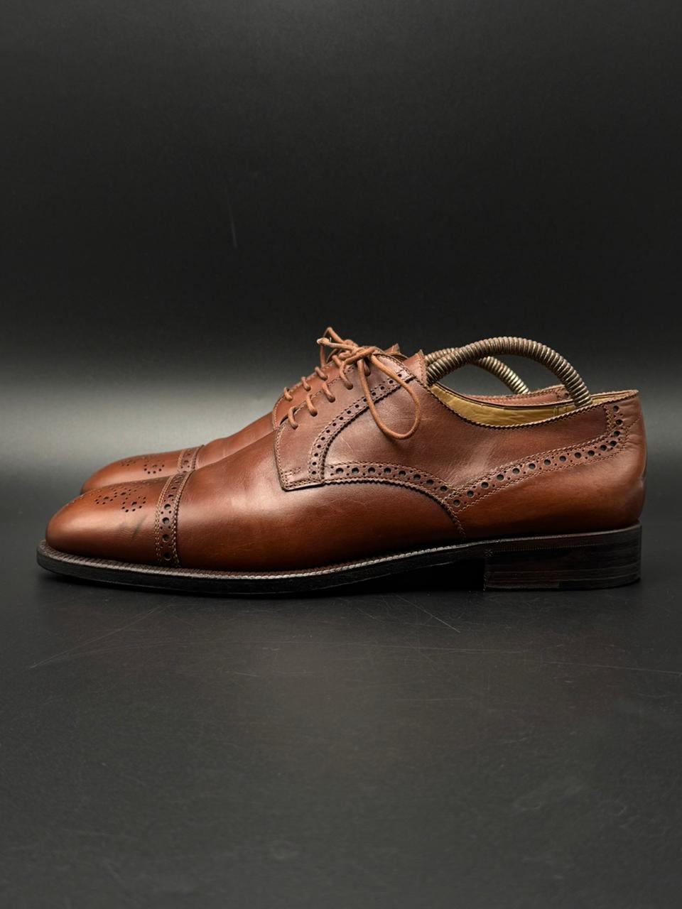 Campanile Brown Leather Medallion Cap Toe Brogue Derbys