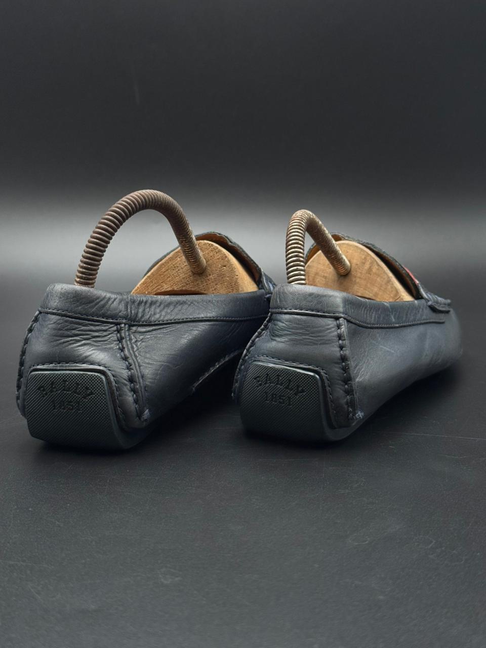 Bally Switzerland Men's Blue Leather Penny Loafers