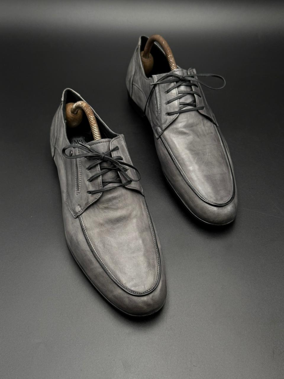 Mario Bruni Italian Made Gray Leather Derbys