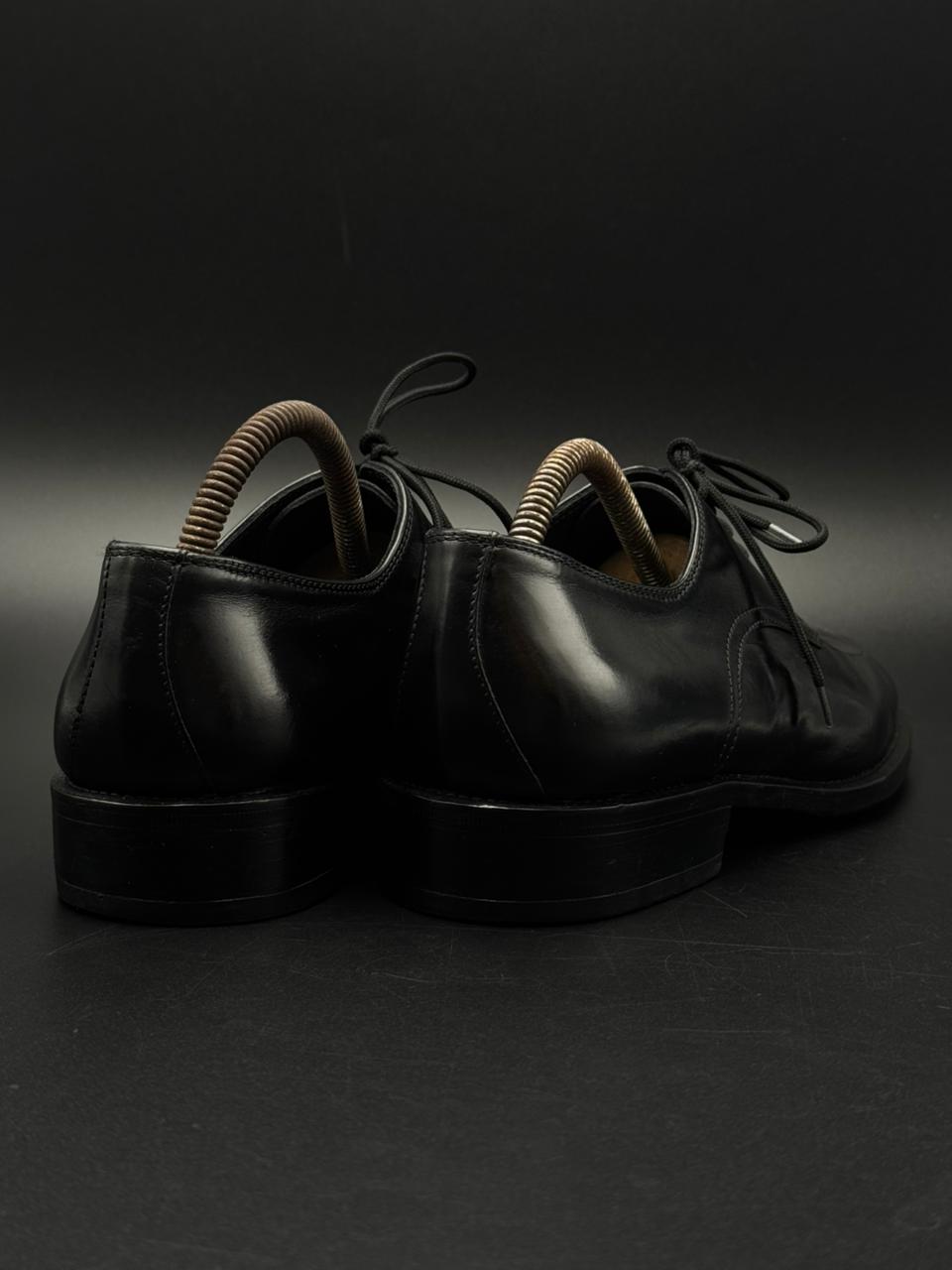 Varese Men's Black Leather Apron Toe Derby Dress Shoes