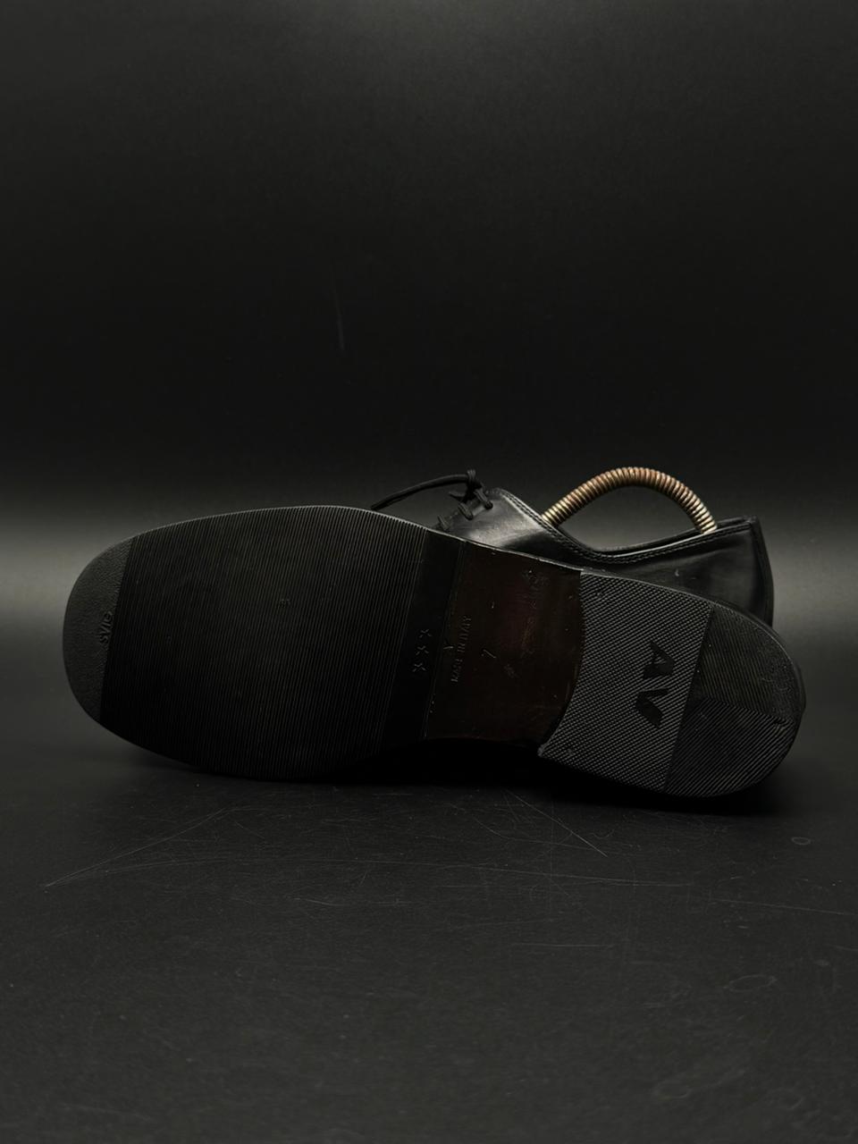 Varese Men's Black Leather Apron Toe Derby Dress Shoes