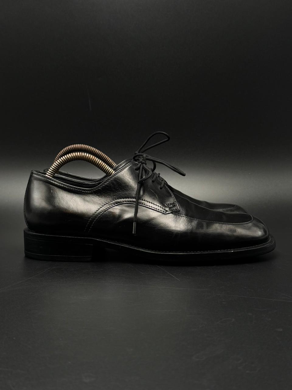 Varese Men's Black Leather Apron Toe Derby Dress Shoes