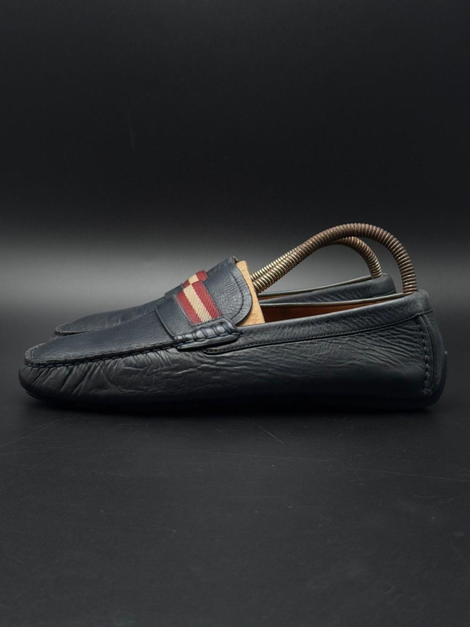 Bally Switzerland Men's Blue Leather Penny Loafers