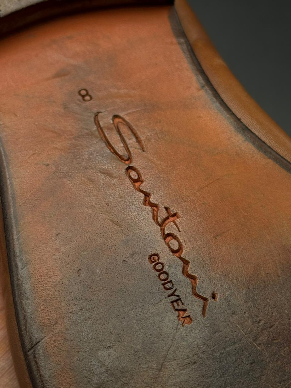 Santoni lItalian Made Brown Leather Double Monk Strap Dress Shoes