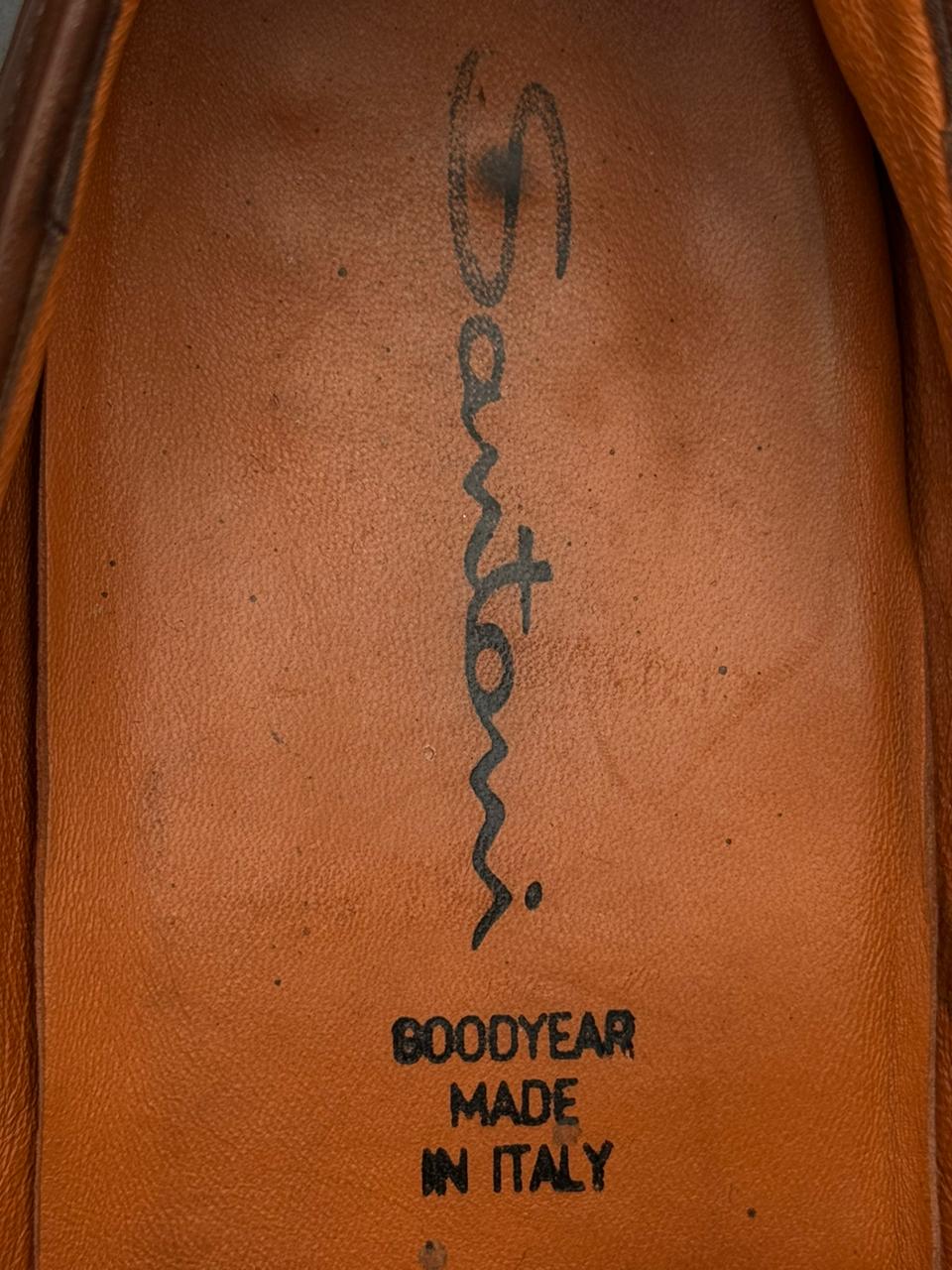 Santoni lItalian Made Brown Leather Double Monk Strap Dress Shoes