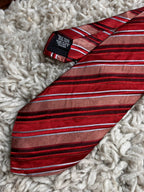 HUGO BOSS Silk Tie Red Burgundy Striped Luxury tie