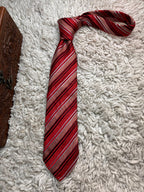HUGO BOSS Silk Tie Red Burgundy Striped Luxury tie