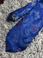 Marks & Spencer Luxury Silk Blue Pink Floral Paisley Tie