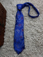 Marks & Spencer Luxury Silk Blue Pink Floral Paisley Tie