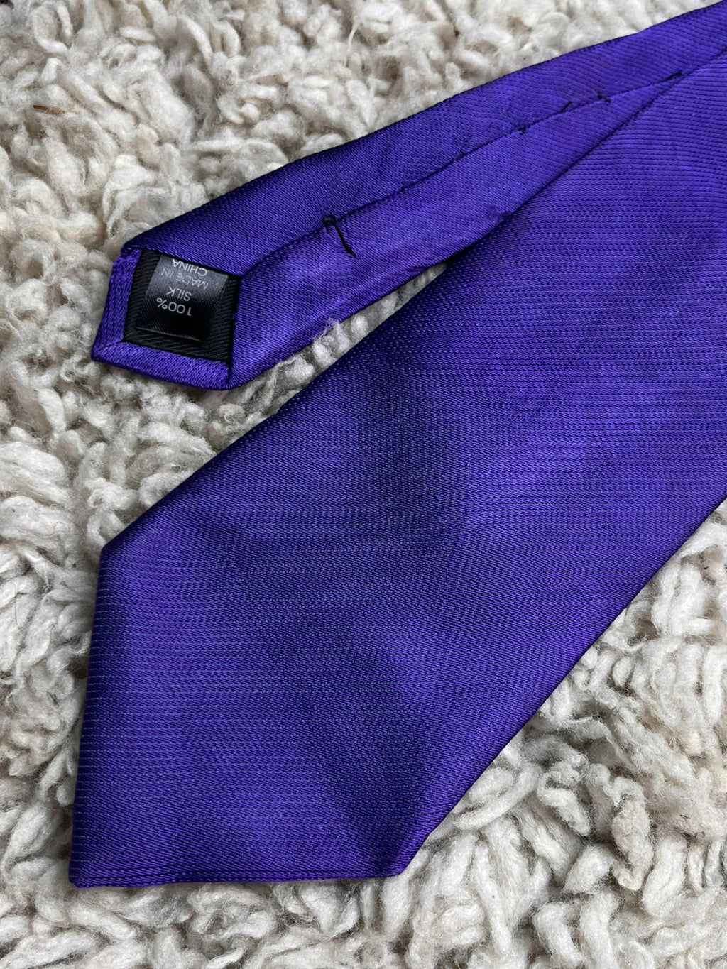 THOMAS NASH Solid Royal Purple Textured Silkl Tie