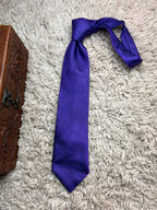 THOMAS NASH Solid Royal Purple Textured Silkl Tie