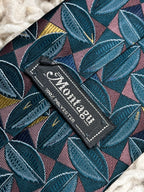Montague Polyester Teal Green Burgundy Geometric Leaf Pattern Tie
