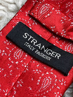 Stranger Italy Fashion Microfibre Red Paisley Hand Made tie
