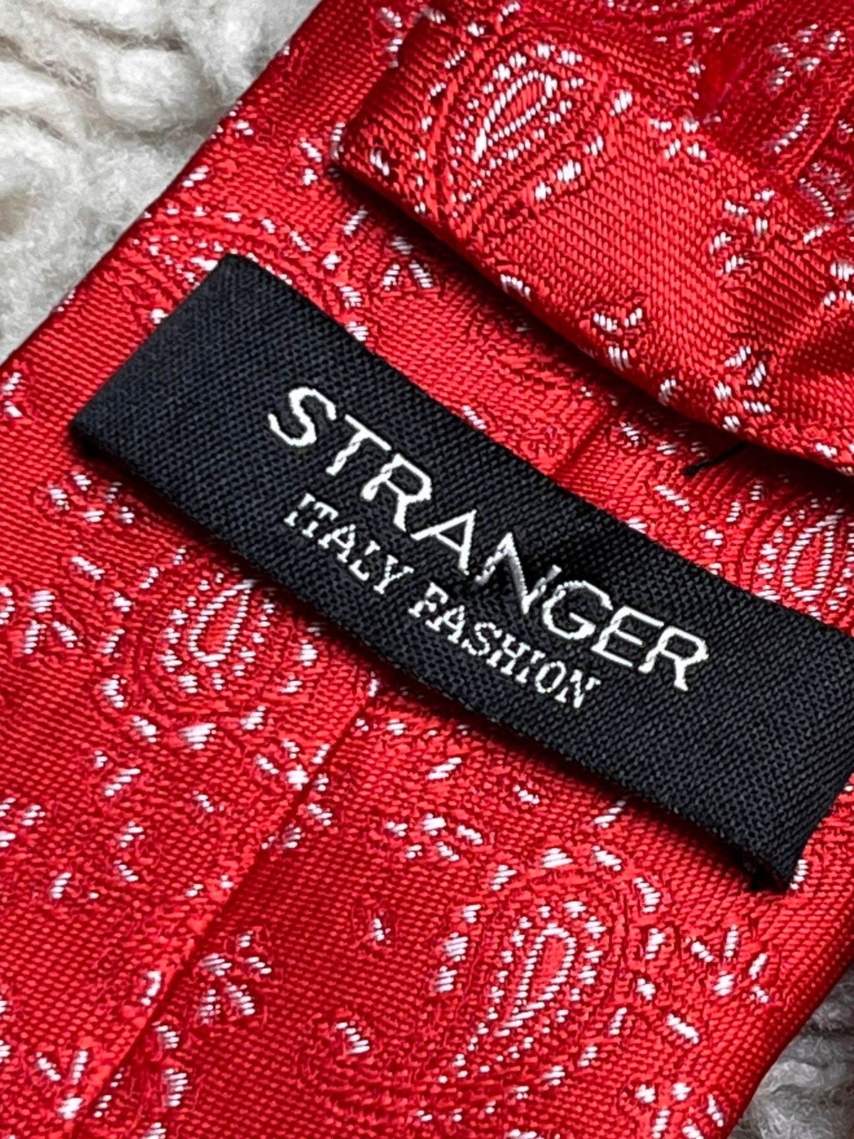 Stranger Italy Fashion Microfibre Red Paisley Hand Made tie