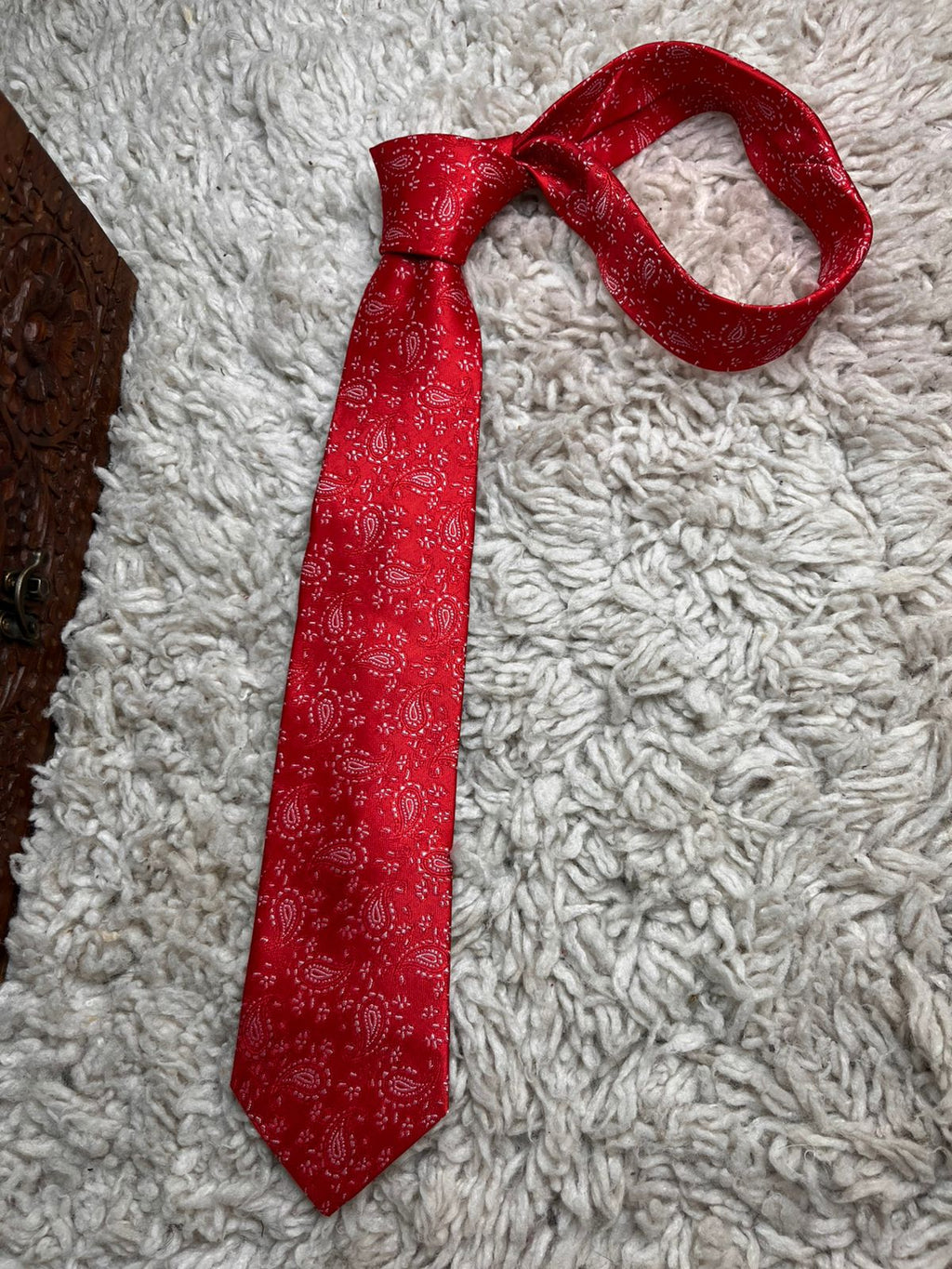 Stranger Italy Fashion Microfibre Red Paisley Hand Made tie
