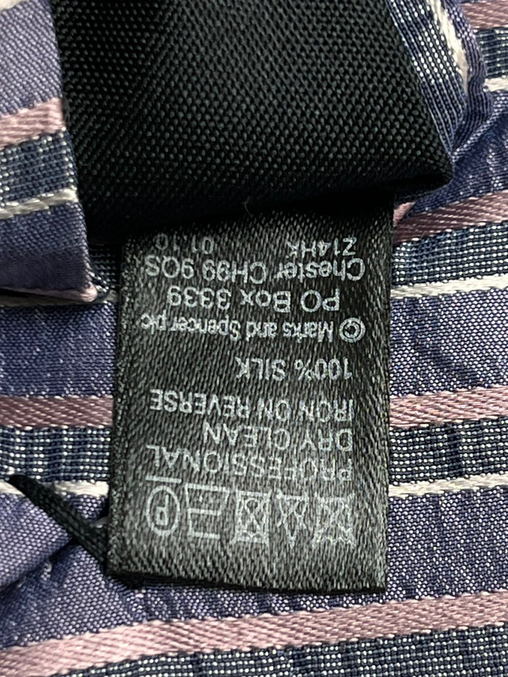 Marks & Spencer Autograph Purple Blue Striped Textured Silk tie