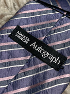 Marks & Spencer Autograph Purple Blue Striped Textured Silk tie