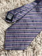Marks & Spencer Autograph Purple Blue Striped Textured Silk tie