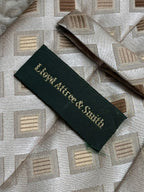 Lloyd Attree & Smith Geometric Square Champagne Gold Polyester  Tie