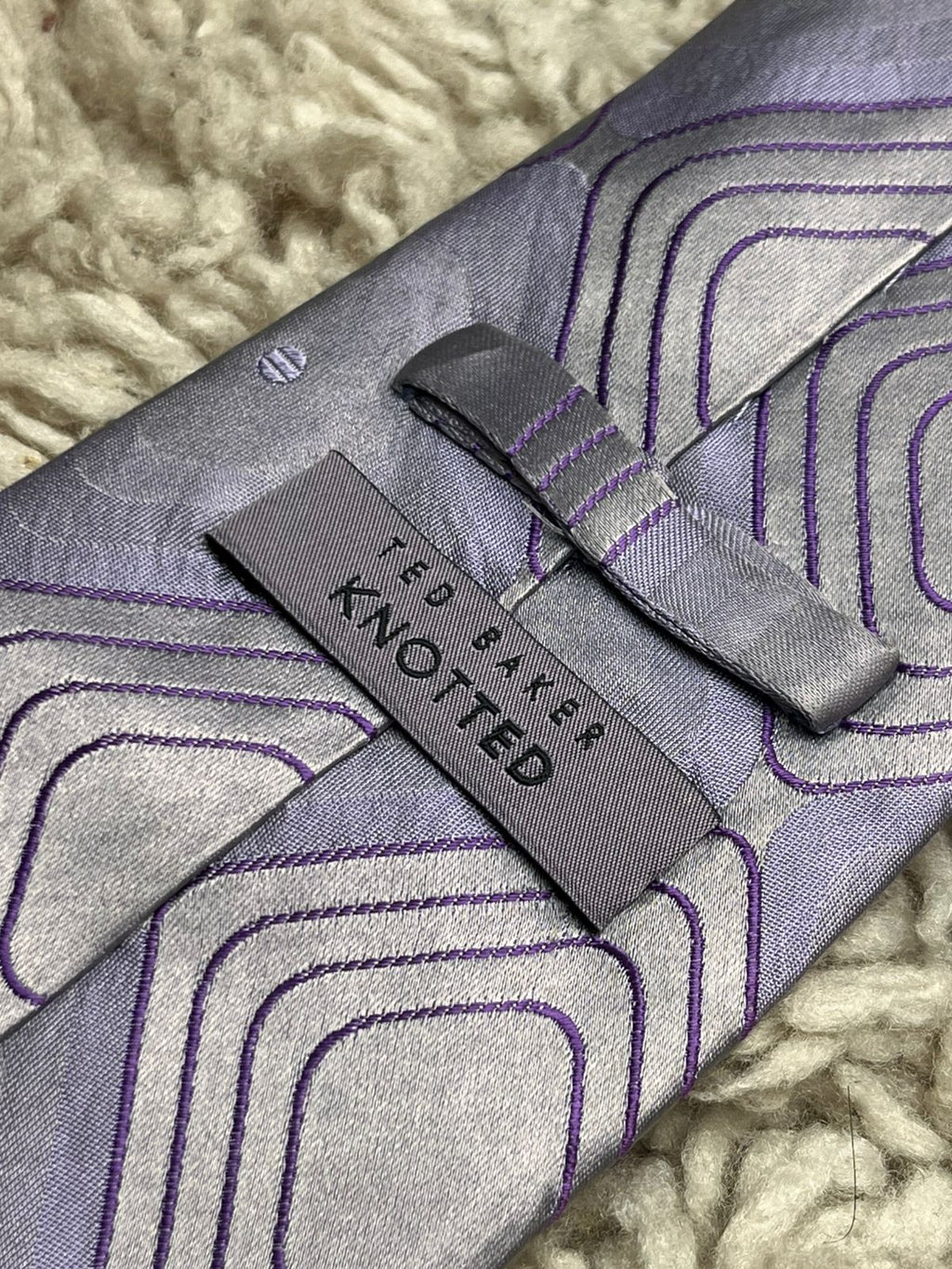 Ted Baker Geometric Concentric Square Silk Purple Knotted Tie
