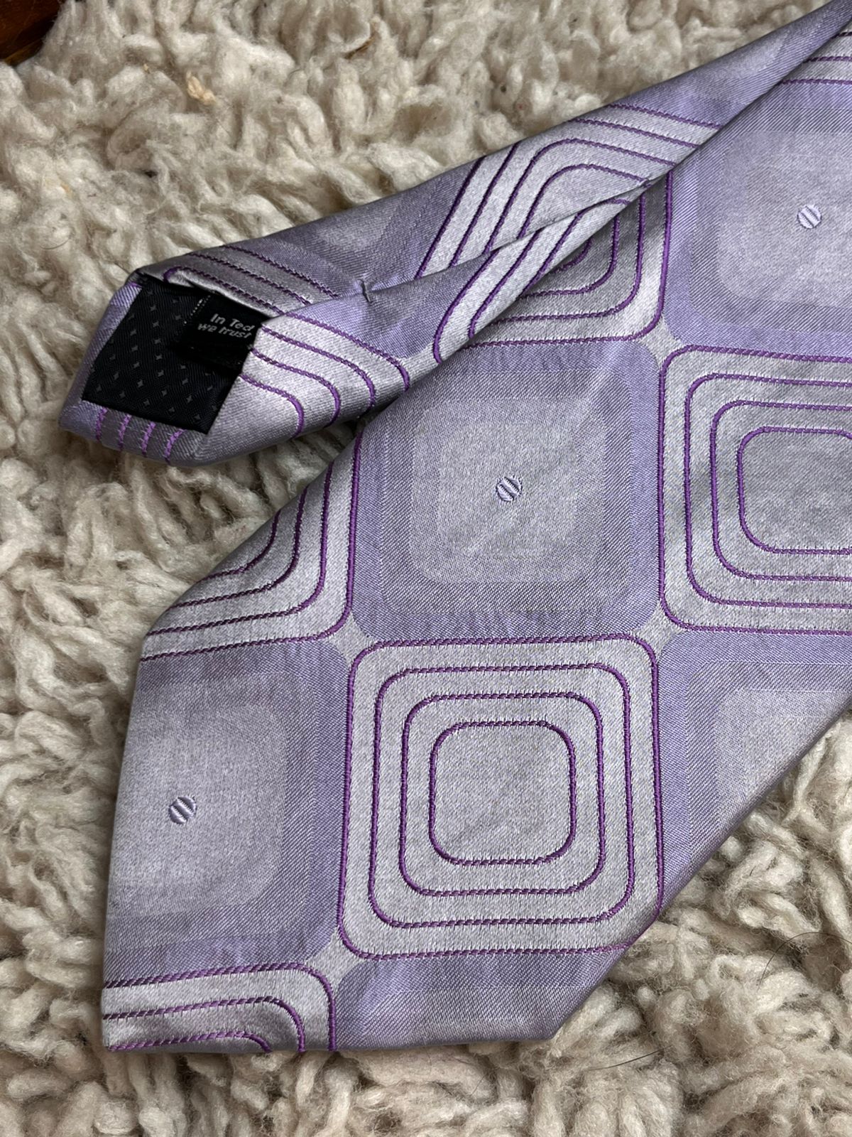 Ted Baker Geometric Concentric Square Silk Purple Knotted Tie