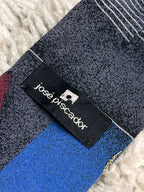 JOSÉ PISCADOR Grey Blue Red Abstract Geometric Silk tie