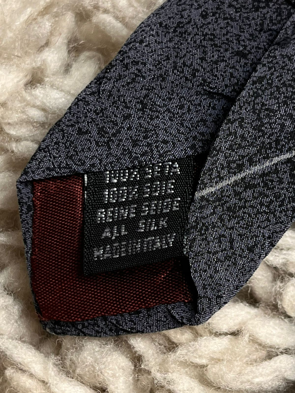 JOSÉ PISCADOR Grey Blue Red Abstract Geometric Silk tie