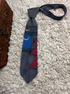 JOSÉ PISCADOR Grey Blue Red Abstract Geometric Silk tie