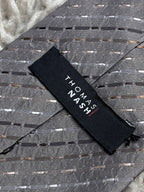 THOMAS NASH Grey Taupe Textured Striped Silk tie