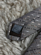 THOMAS NASH Grey Taupe Textured Striped Silk tie