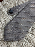 THOMAS NASH Grey Taupe Textured Striped Silk tie