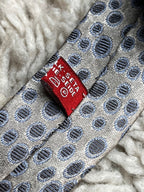 Salvatore Ferragamo Gray Blue Geometric Circle Silk Tie