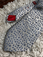Salvatore Ferragamo Gray Blue Geometric Circle Silk Tie