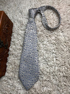 Salvatore Ferragamo Gray Blue Geometric Circle Silk Tie