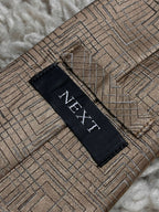 Next Bronze Brown Geometric Maze Square Silk tie