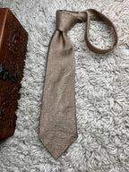 Next Bronze Brown Geometric Maze Square Silk tie