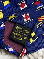 Alynn A-Z International Signal Flags Nautical Navy Blue Silk Tie