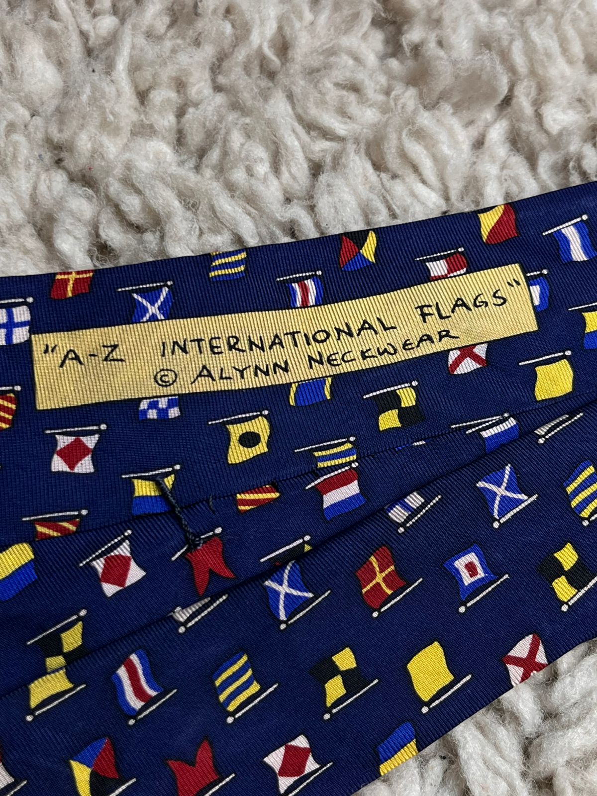 Alynn A-Z International Signal Flags Nautical Navy Blue Silk Tie