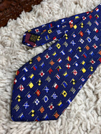 Alynn A-Z International Signal Flags Nautical Navy Blue Silk Tie