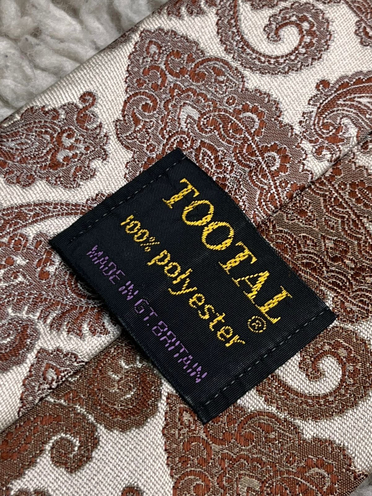 Tootal Vintage Paisley Copper Brown Silver Polyester Tie