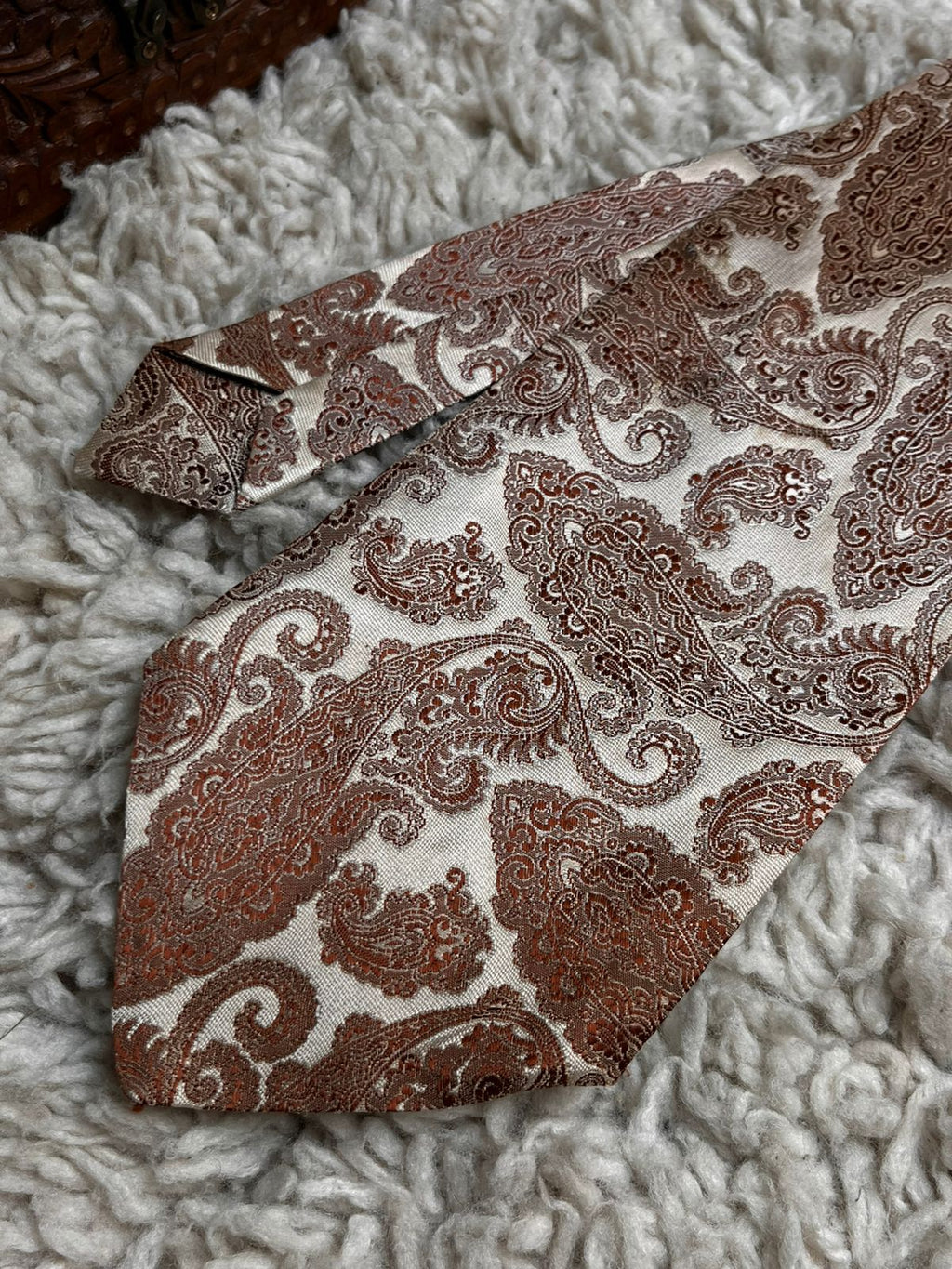 Tootal Vintage Paisley Copper Brown Silver Polyester Tie