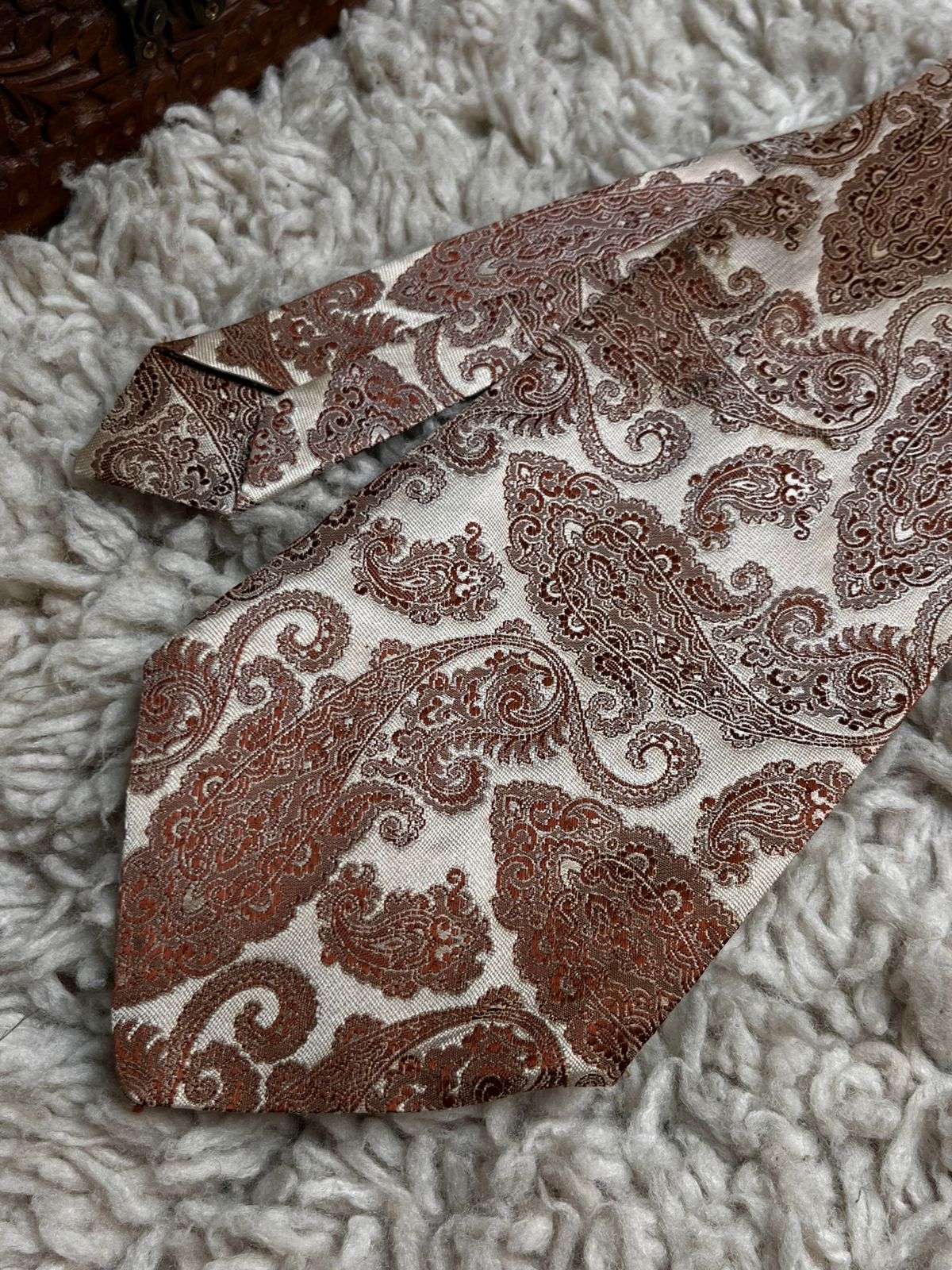 Tootal Vintage Paisley Copper Brown Silver Polyester Tie