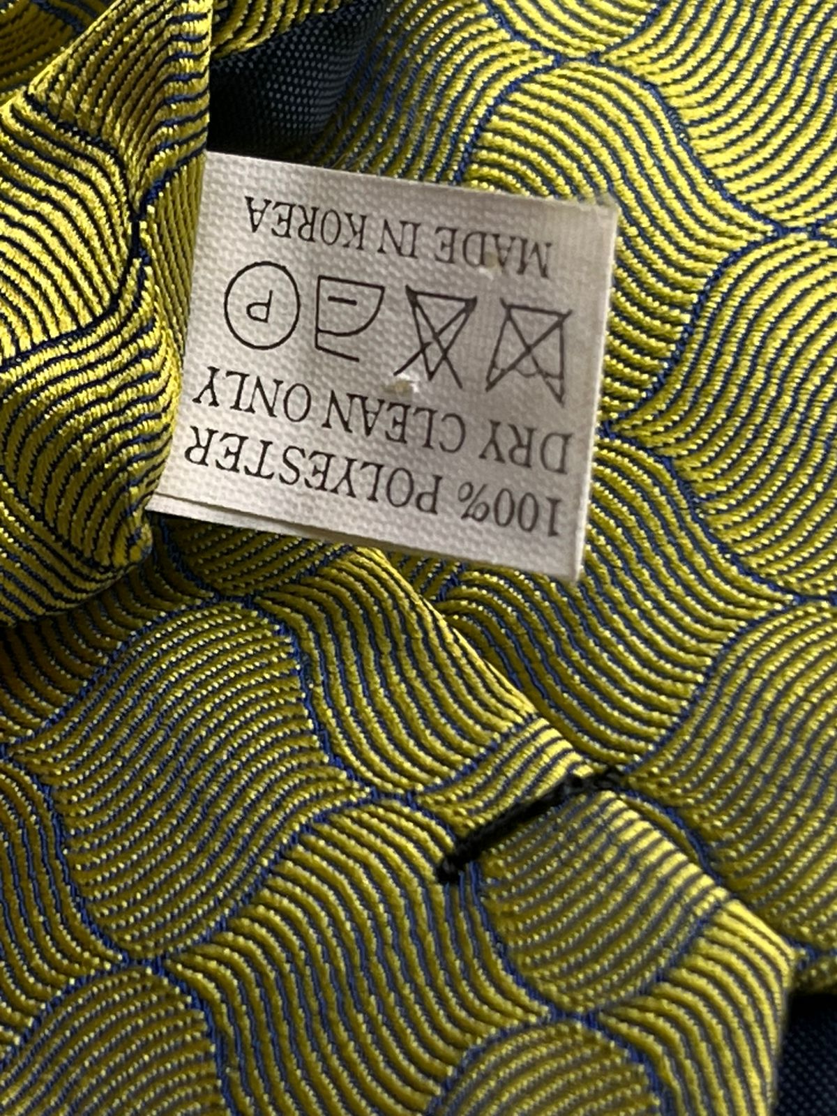 Woods & Gray Geometric Wavy Abstract Chartreuse Lime Green Yellow Tie