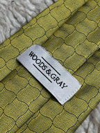 Woods & Gray Geometric Wavy Abstract Chartreuse Lime Green Yellow Tie